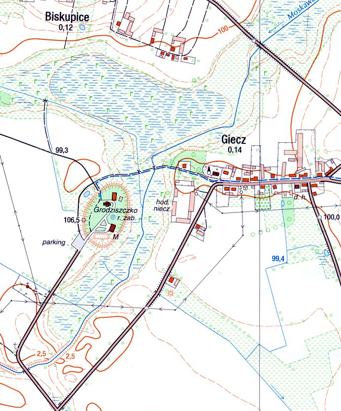 Mapa najbliższej okolicy Giecza